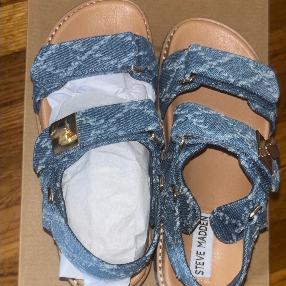 Steve Madden Blue Denim Sandals Casual Summer Style